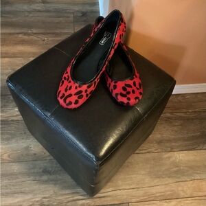 Oh Deer! Red Leopard Print Women's Flats